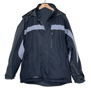 IZOD PerformX Men's L‎ Black Gray Reversible Jacket Minimalist Fleece Winterwear
